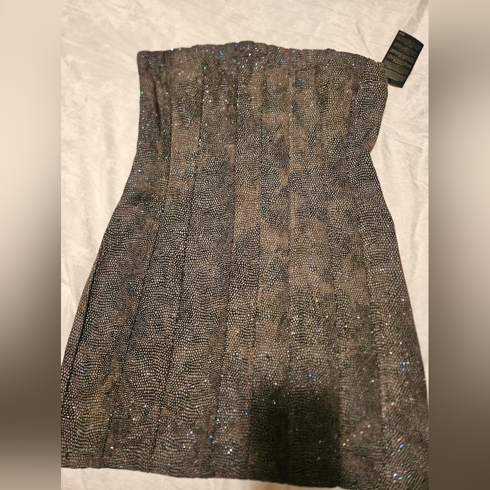 Forever 21 Grey and Multicolor Glitter Strapless Mini Dress